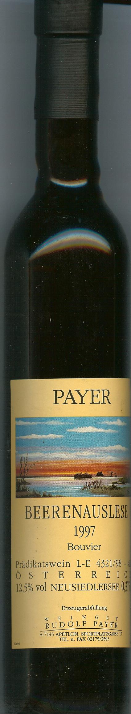 Autriche: Payer, beerenauslese  12,5° 1997 37,5Cl